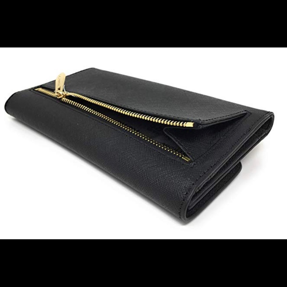 Michael Kors Jet Set Travel Large Trifold Wallet Black Saffiano Leather - Picture 5 of 5